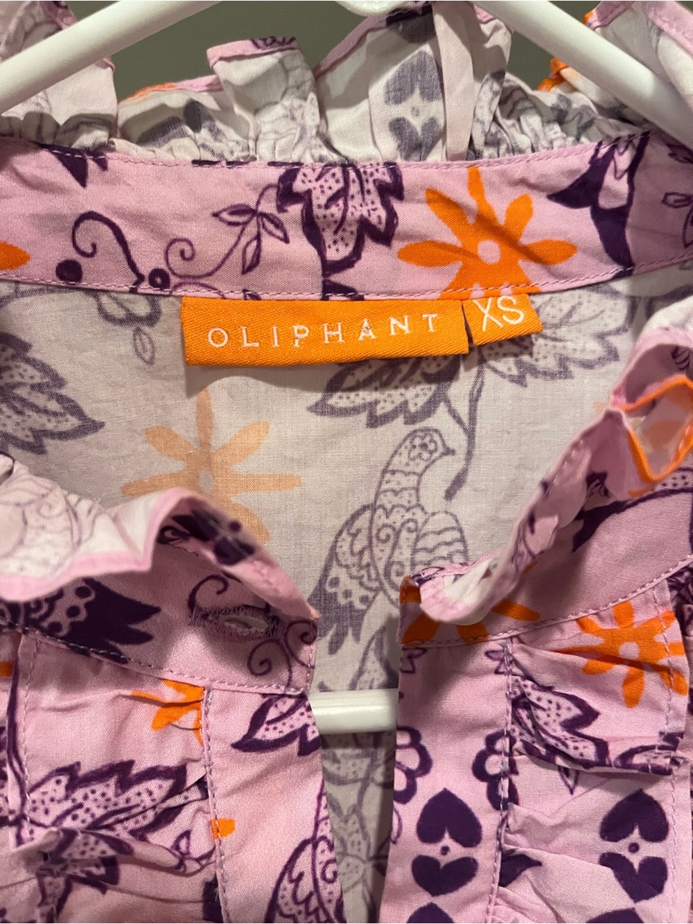 Oliphant Hummingbird Ruffle Blouse- XS - Picture 8 of 10